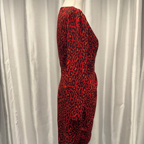 Banana Republic Leopard Print Wrap Dress - Red Size 6 - Picture 7 of 7